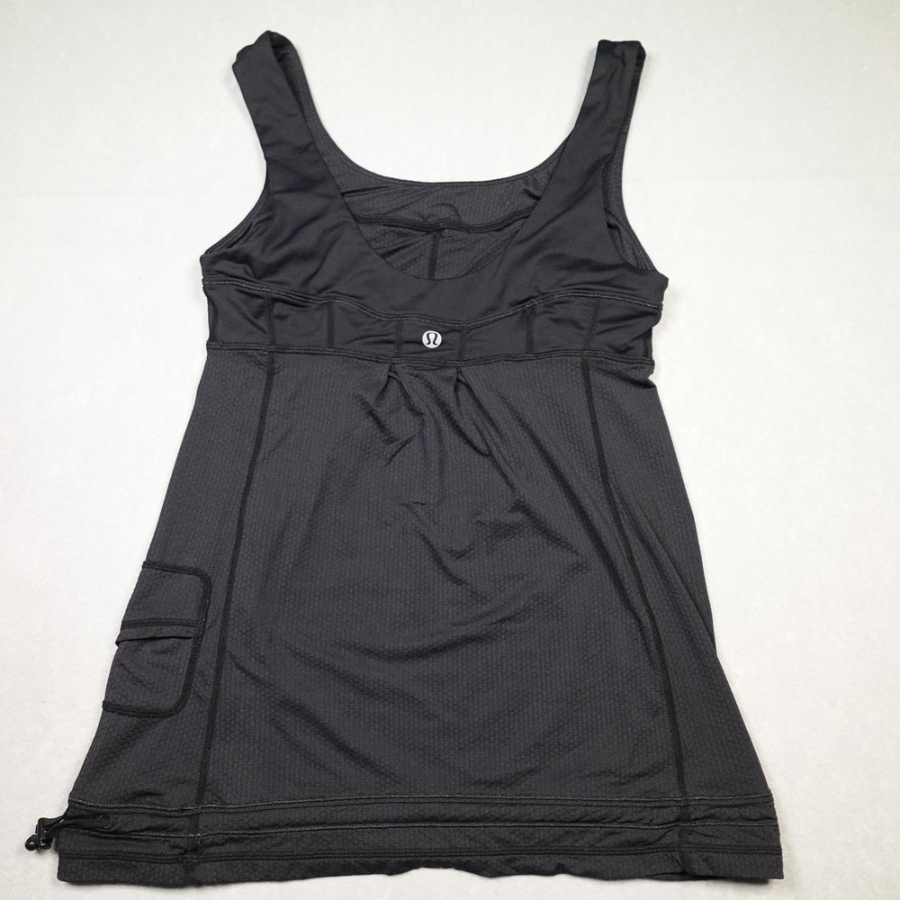 Lululemon Run Team Spirit Dress Womens 4 Black Athletic Tank Pocket Gym